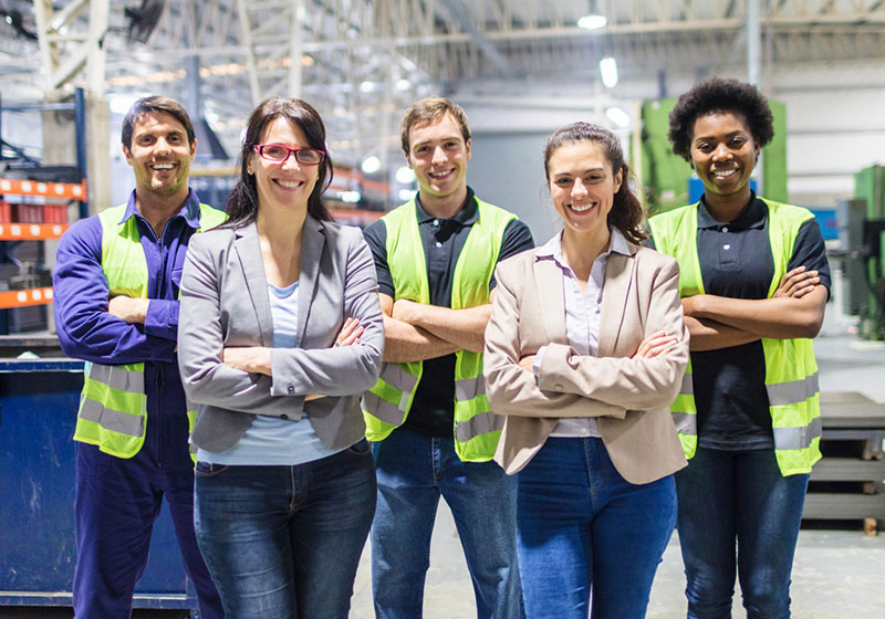 Group of employees in warehouse